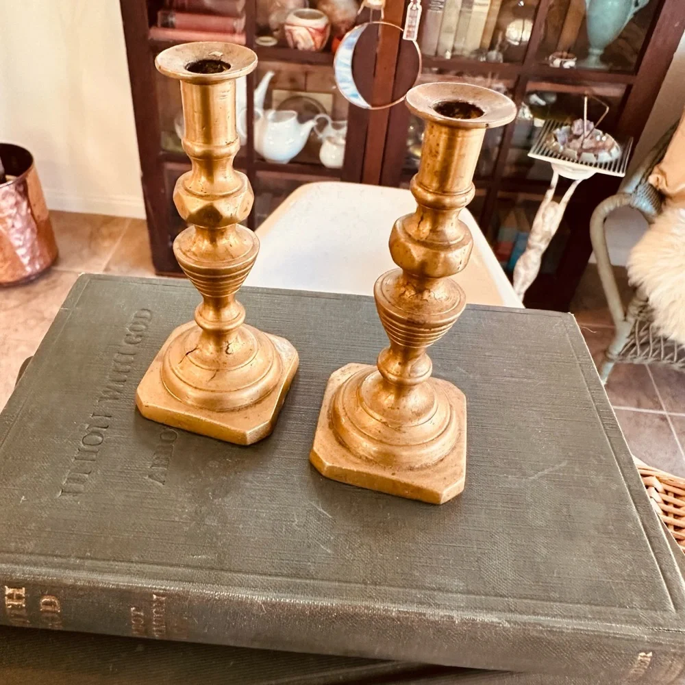 Vintage Small Brass Candlestick Holders - Picture 2 of 3